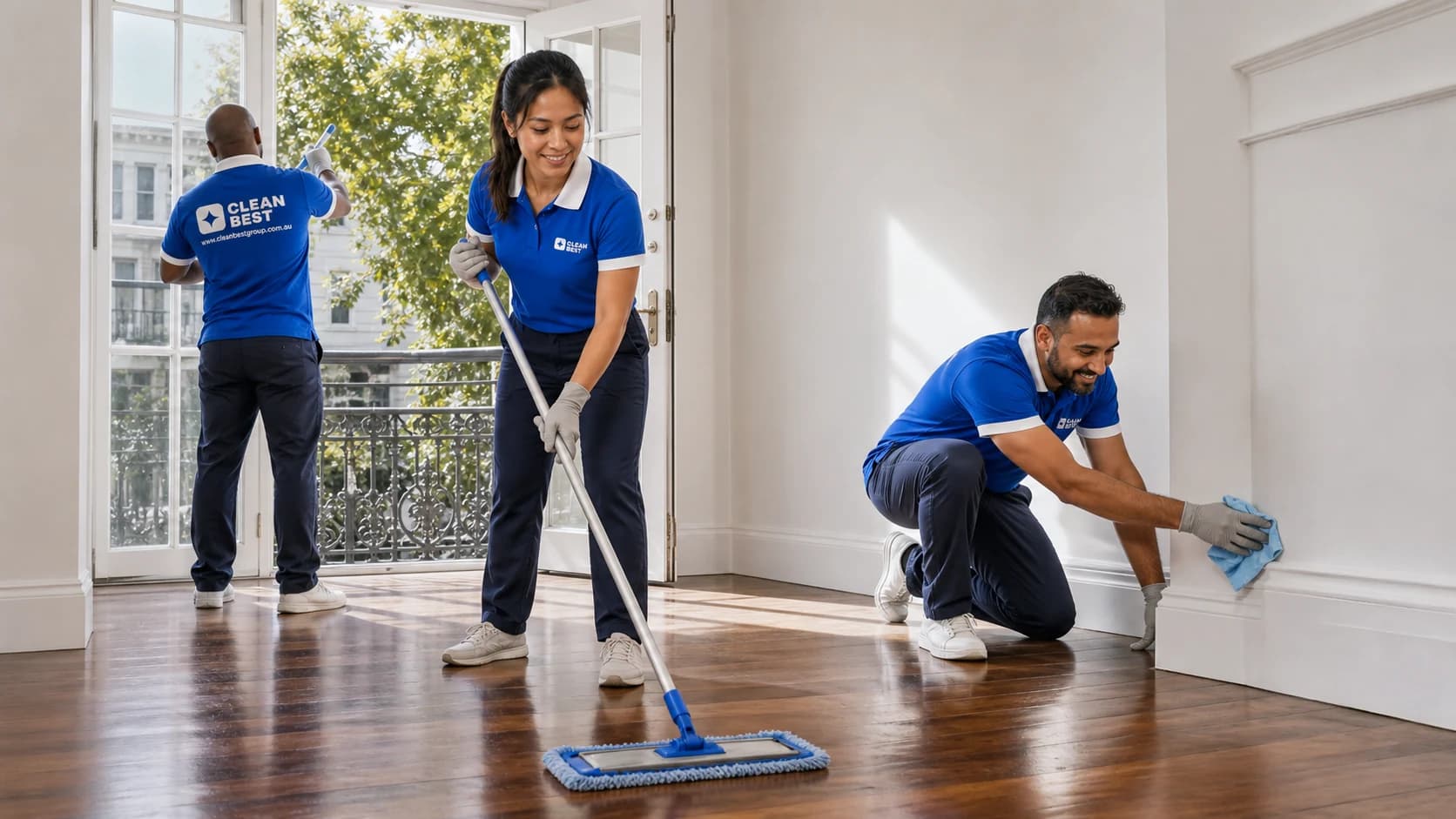 Clean Best cleaner detailing an empty rental kitchen for a bond clean in Sydney NSW
